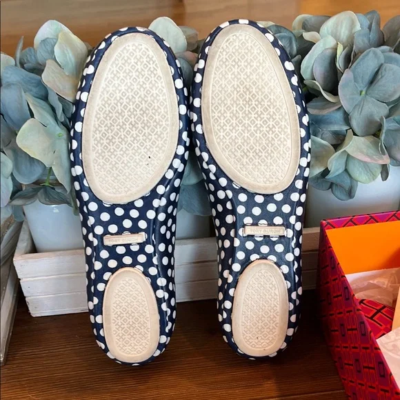 Tory Burch Minnie Travel Ballet with logo Napa leather Polka Dot Flats - Picture 9 of 16